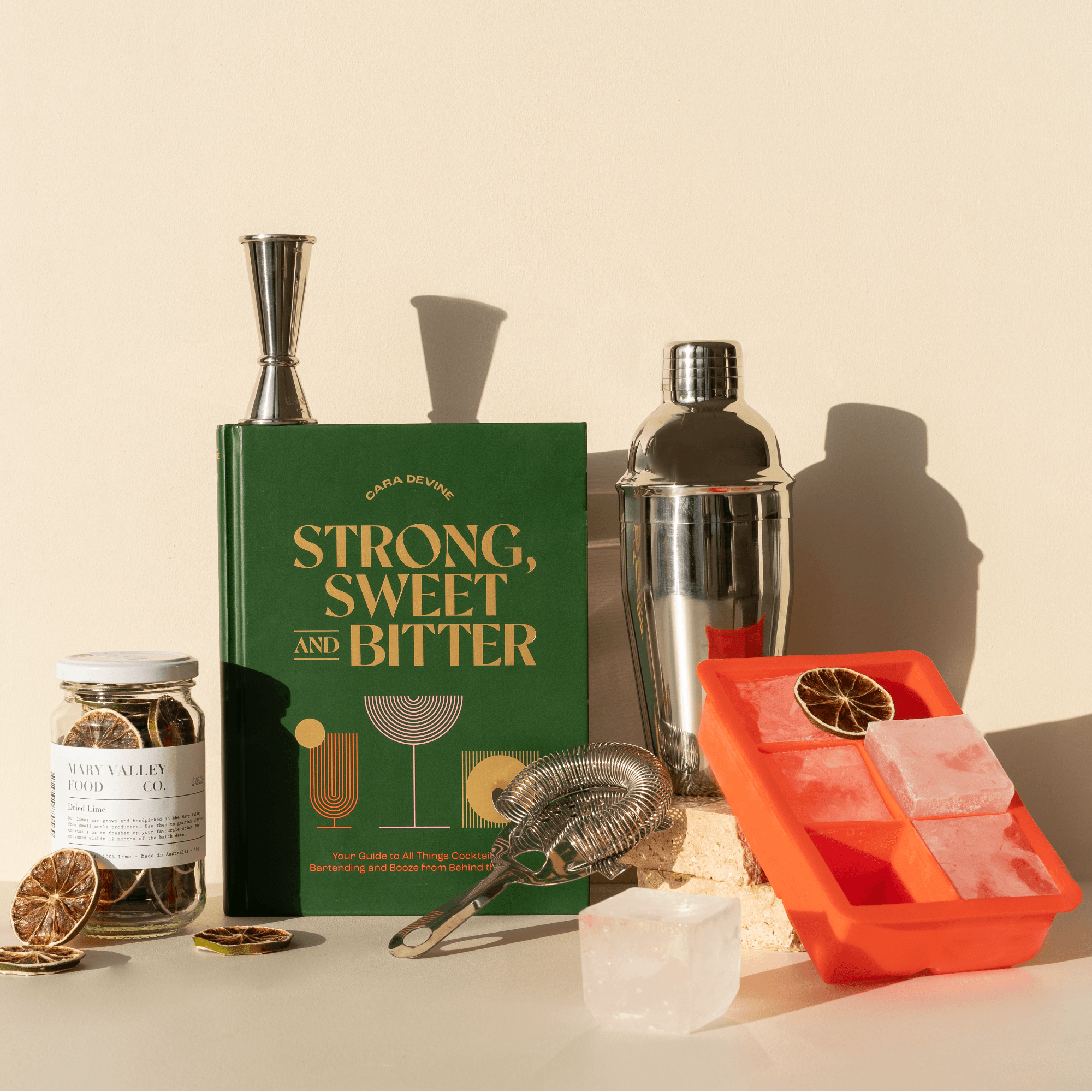 Featuring our cocktail pack, Happy Hour, with Strong, Sweet and Bitter book and other kitchen essentials 